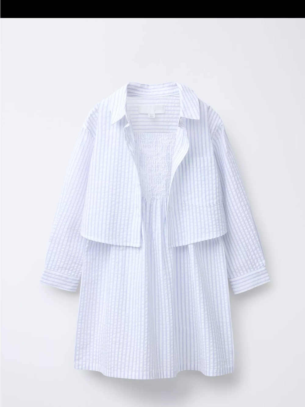 Zara Light Blue and White Striped Dress with Matching Shirt Jacket